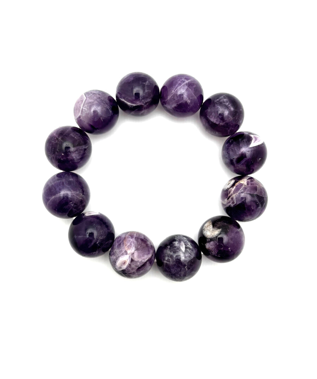Chevron Amethyst Beaded Bracelet- 12mm