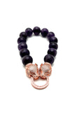 Amethyst Beaded Bracelet with Rose Gold Leopard Clasp