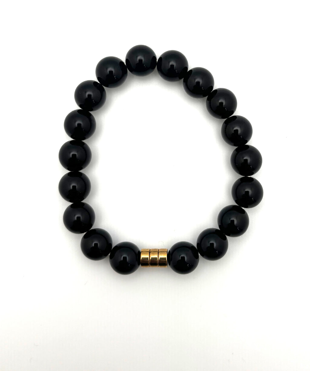 Black Onyx and Hematite Beaded Bracelet