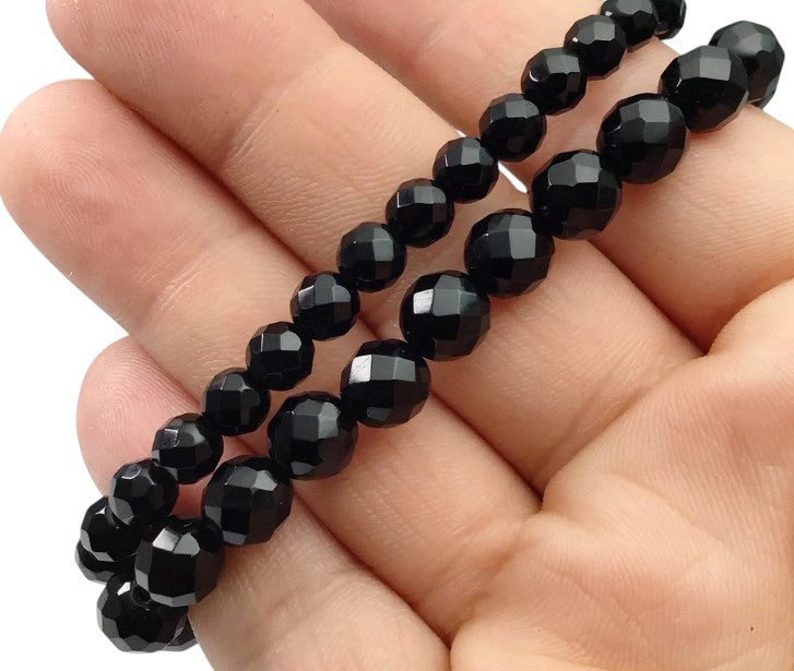 Black Onyx Faceted Beaded Bracelet